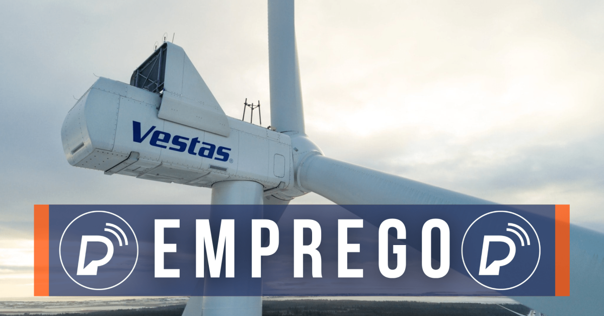 Vestas oferece 20 vagas de posto de trabalho. Arte montagem: Portal de Prefeitura.