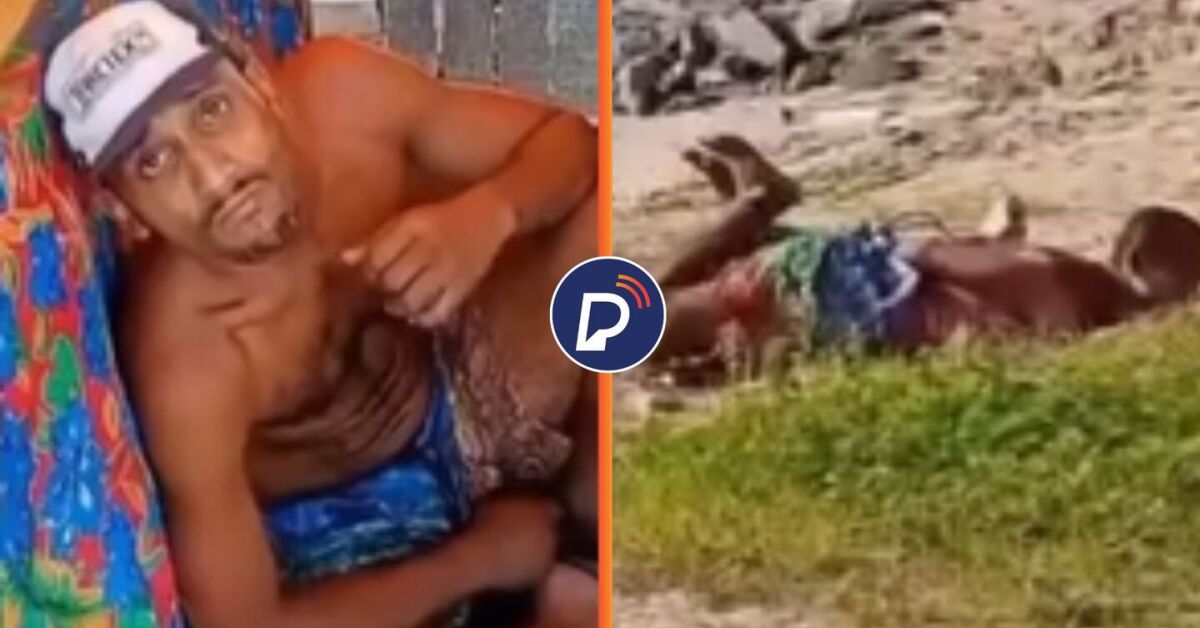 Homem amarrado por populares na orla do Janga, em Paulista.