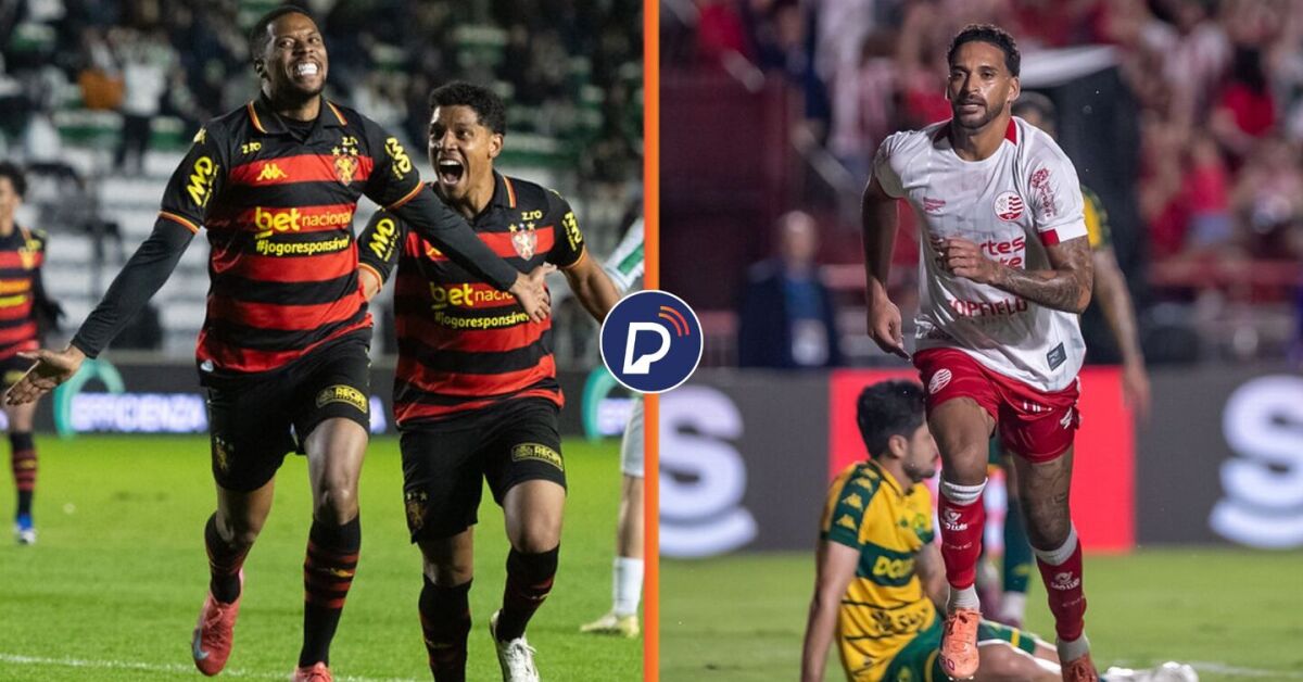 Jogadores de Sport e N&aacute;utico comemorando gol marcado.