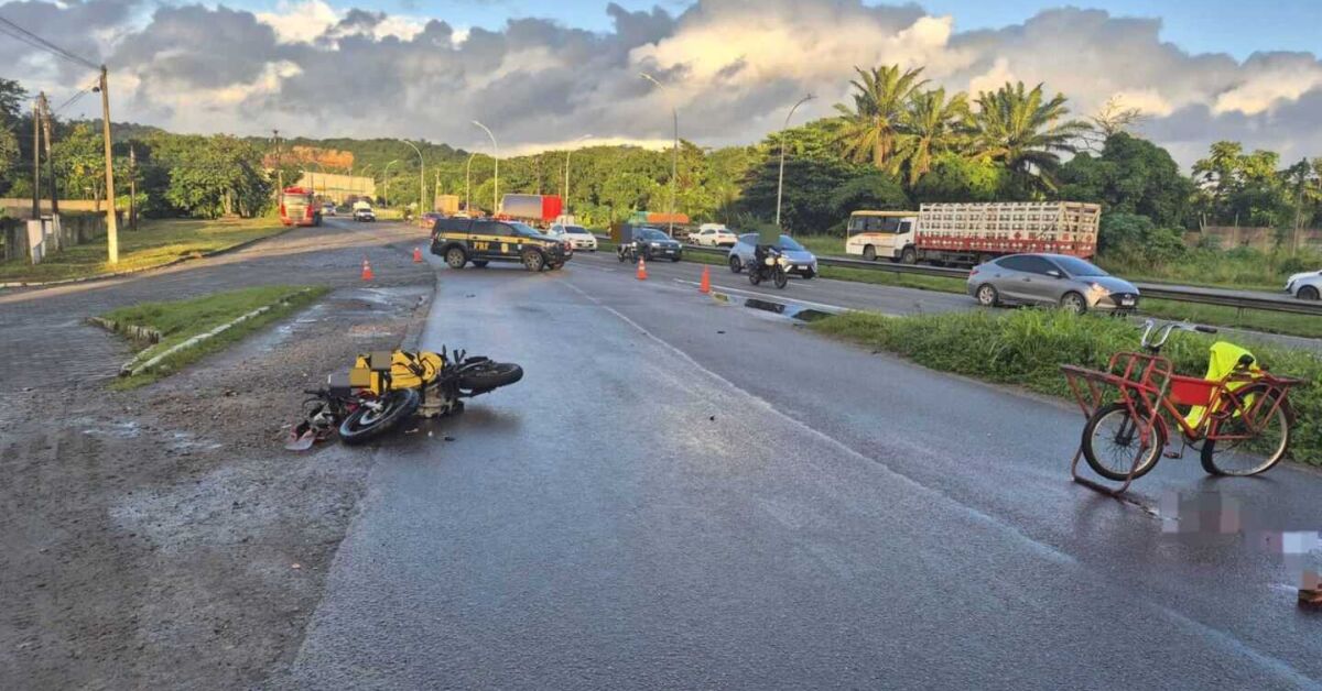 Ciclista morre ap&oacute;s colis&atilde;o com motocicleta na BR 101.