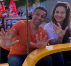 Mirella Almeida e seu candidato a vice Chiquinho