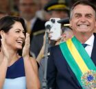 Michelle Bolsonaro e Jair Bolsonaro. 