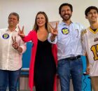 Nunes acompanhado por Tarc&iacute;sio, esposa e filho de Bruno Covas.