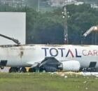 Avi&atilde;o cargueiro faz pouso de emerg&ecirc;ncia ap&oacute;s pegar fogo.