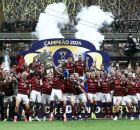 Jogadores do Flamengo ap&oacute;s vit&oacute;ria contra Atl&eacute;tico-MG.