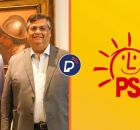 Boulos e Dino juntos e logo do PSOL.