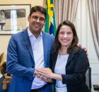 Prefeito eleito de Camaragibe, Diego Cabral, com governadora Raquel Lyra 