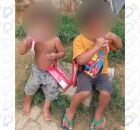 Crian&ccedil;as s&atilde;o abandonadas em casa. 