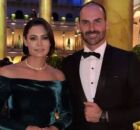 Michelle e Eduardo Bolsonaro na posse de Donald Trump