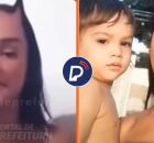 Giovana e o menino Arthur. 