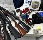 Armamentos e muni&ccedil;&otilde;es apreendidas pela PCPE.