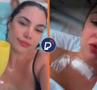 Flaviane Dias na piscina e no hospital.