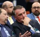 Bolsonaro no primeiro dia de julgamento no STF.