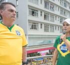 Bolsonaro e Michelle durante manifesta&ccedil;&atilde;o na Avenida Paulista.