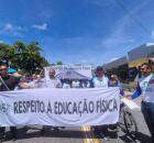 Profissionais da Educa&ccedil;&atilde;o f&iacute;sica em protesto no Recife.