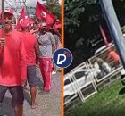 Imagem do militante e momento do atropelamento.