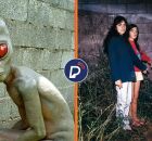 Boneco do E.T de Varginha e foto da &eacute;poca.