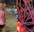 Crian&ccedil;a e roda gigante onde ocorreu o incidente.