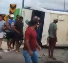 Ipojuca: &ocirc;nibus tomba ap&oacute;s motorista desviar de cavalo na pista; assista v&iacute;deo