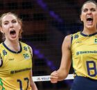Jogadoras do v&ocirc;lei feminino. 