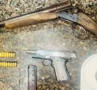 Armas e drogas apreendias em Goiana, Pernambuco.