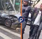 Porsche ap&oacute;s acidente e Gato Preto sendo preso.