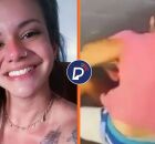 Mulher que foi espancada e momento da agress&atilde;o.