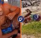 Homem amarrado por populares na orla do Janga, em Paulista.