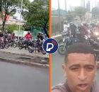Motoboys em protesto na Agamenon Magalh&atilde;es.