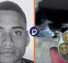 Homem que foi morto e arma apreendida.