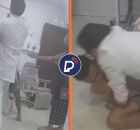 T&eacute;cnico de enfermagem imobilizando paciente.