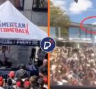 Momento em que Charlie Kirk discursa e imagem do suposto atirador.