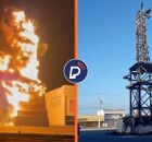 Est&aacute;tua da Havan durante e depois de inc&ecirc;ndio, em Pernambuco.