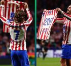 Antoine Griezmann comemora gol de n&uacute;mero 200 pelo Atleti.