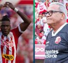 H&eacute;lio dos Anjos e Samuel Otusanya durante partida contra o Guarani.