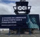 Mensagem da Havan ap&oacute;s est&aacute;tua ser incendiada.