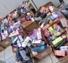 Cosm&eacute;ticos apreendidos pela pol&iacute;cia no Grande Recife.