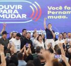 Raquel Lyra em an&uacute;ncio sobre investimentos para obras. 