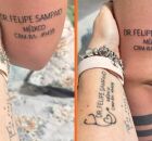 M&atilde;e e irm&atilde;o fazem tatuagem para homenagear m&eacute;dico rec&eacute;m formado.