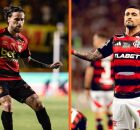 Jogadores do Sport e do Flamengo.