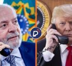 Lula e Trump ao telefone.