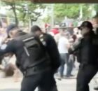 Protesto na qual mulher foi empurrada.