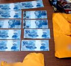 C&eacute;dulas falsas apreendidas pela PF.