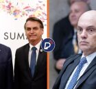 Imagem ilustrativa de Trump apertando a m&atilde;o de Bolsonaro e ao lado o ministro Alexandre de Mroaes.