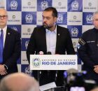 Governador Cl&aacute;udio Castro, em coletiva.