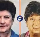 Imagem da mulher e filho usando maquiagem e peruca.