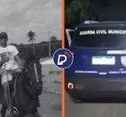 H&eacute;lder dos Santos, v&iacute;tima dos tiros e viatura da Guarda Municipal no local do crime.