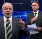 Lula e Bolsonaro em debate eleitoral nas elei&ccedil;&otilde;es de 2022.