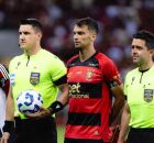Rafael Thyere e Bruno Henrique antes da partida entre Sport x Flamengo.