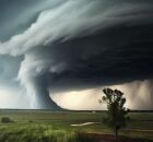 Representa&ccedil;&atilde;o gr&aacute;fica de um tornado do tipo que atingiu o Paran&aacute;, na sexta-feira (07).